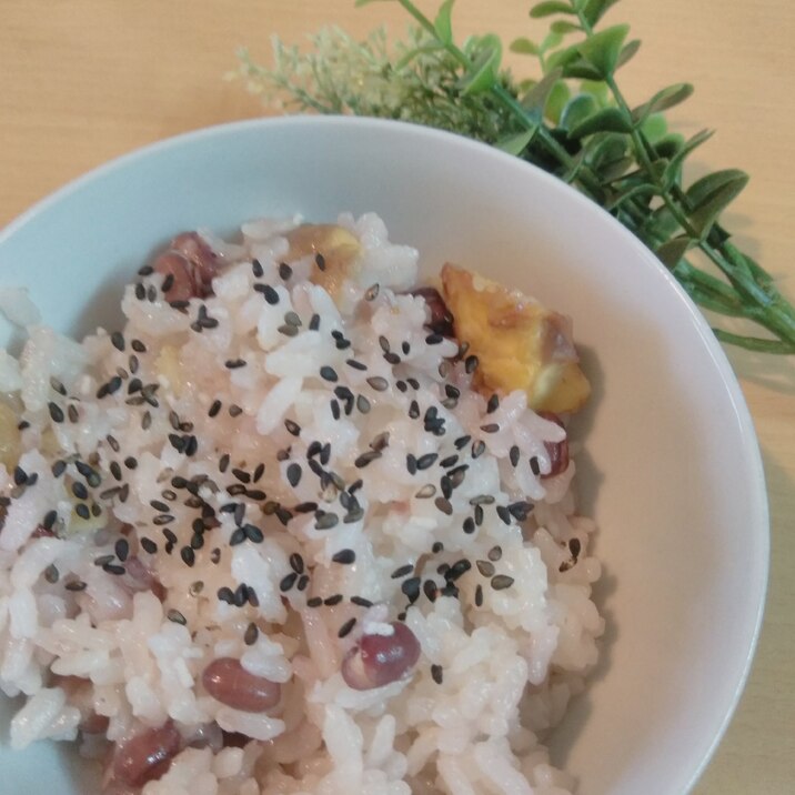 モチで簡単!栗おこわ